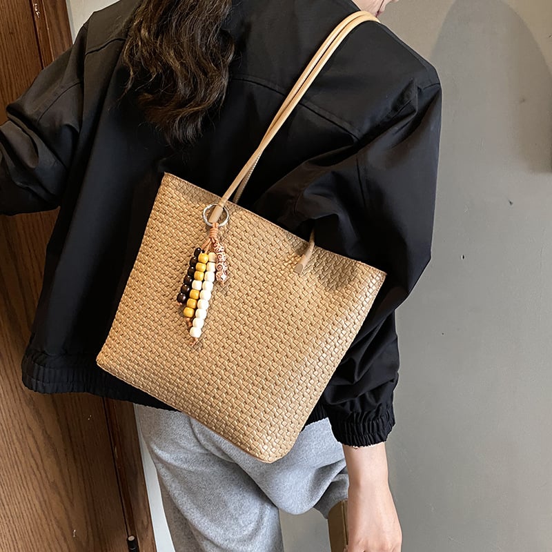 Ženska pletene tote torba, velika zapremina, gradski stil, na rame, model 2025