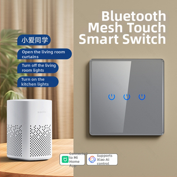 Bežični glasovni Bluetooth Mesh pametni dodirni panel od kaljenog stakla, siva
