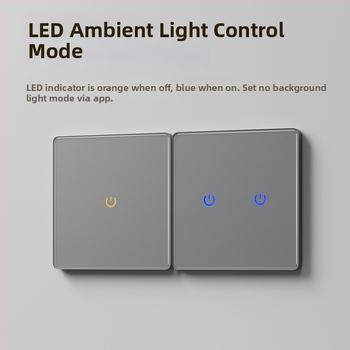 Bežični glasovni Bluetooth Mesh pametni dodirni panel od kaljenog stakla, siva