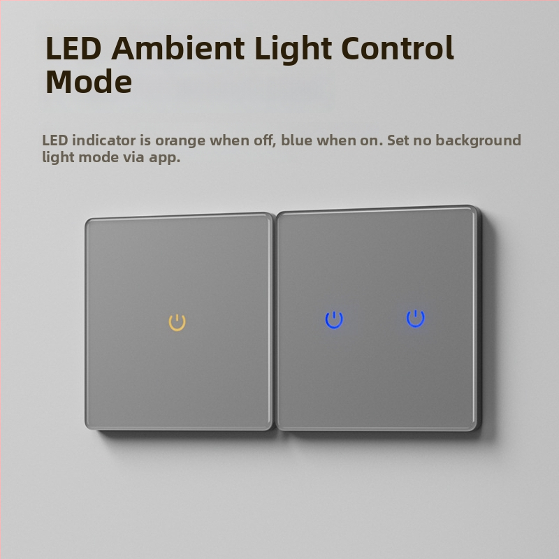 Bežični glasovni Bluetooth Mesh pametni dodirni panel od kaljenog stakla, siva