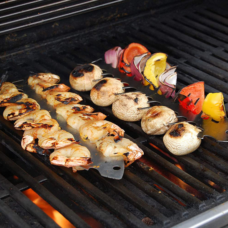 Bețe din oțel inoxidabil pentru grătar în aer liber, furculițe pentru carne și fructe de mare