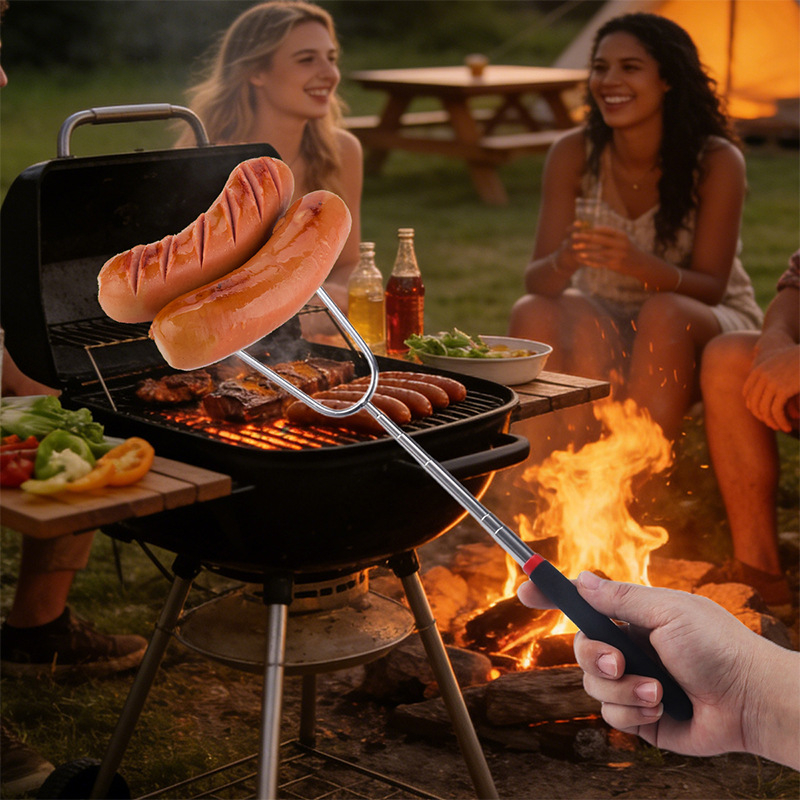 Set telescopic de furculițe pentru grătar din oțel inoxidabil 430, pentru gătit în aer liber și camping