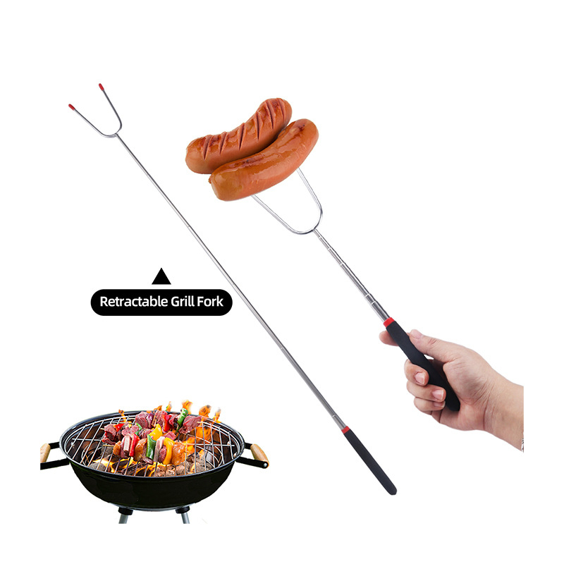 Set telescopic de furculițe pentru grătar din oțel inoxidabil 430, pentru gătit în aer liber și camping
