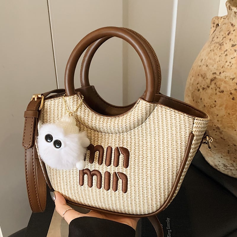 Ženska minimalistička košarasta torba, 2025 nova, casual plažna crossbody bucket torba