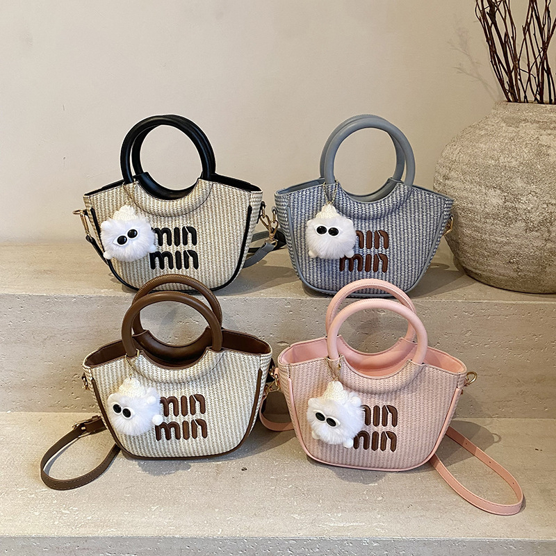 Ženska minimalistička košarasta torba, 2025 nova, casual plažna crossbody bucket torba