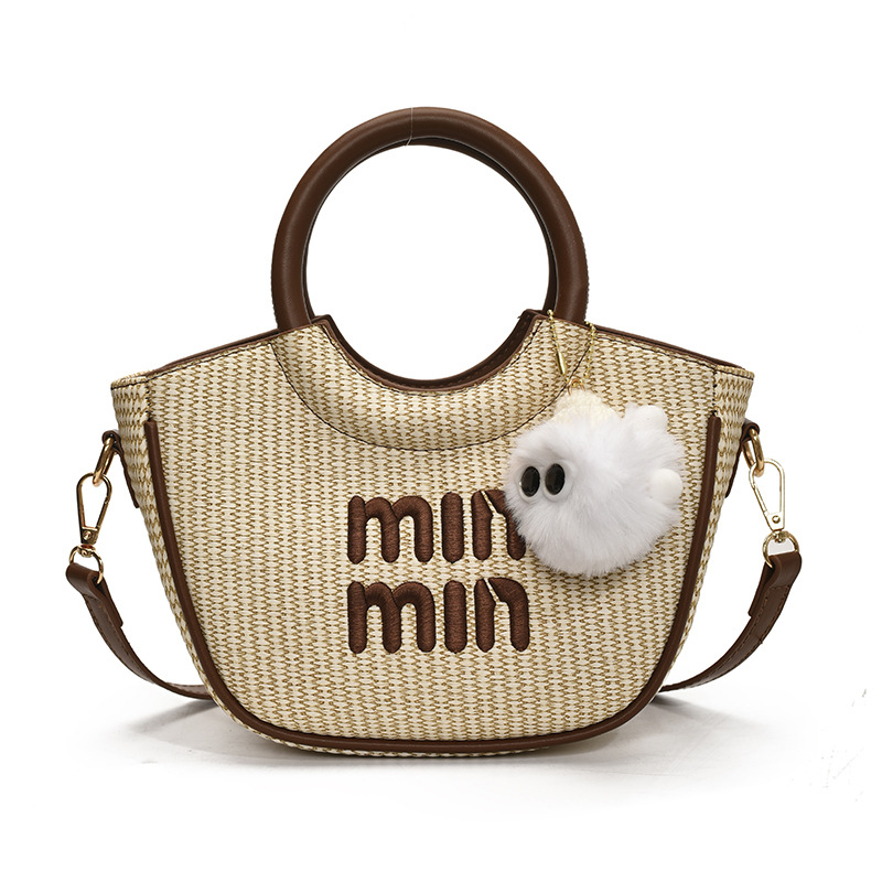 Ženska minimalistička košarasta torba, 2025 nova, casual plažna crossbody bucket torba
