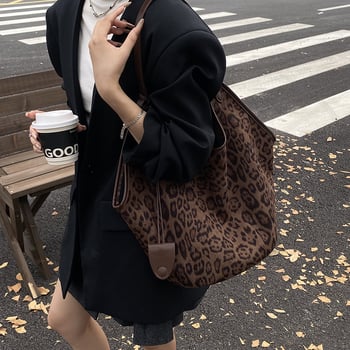 Torba Tote s leopard printom u retro euro-američkom stilu, velika kapaciteta, svakodnevna torba za ramena i crossbody torba za žene