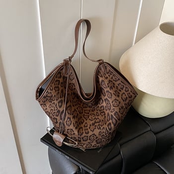 Torba Tote s leopard printom u retro euro-američkom stilu, velika kapaciteta, svakodnevna torba za ramena i crossbody torba za žene