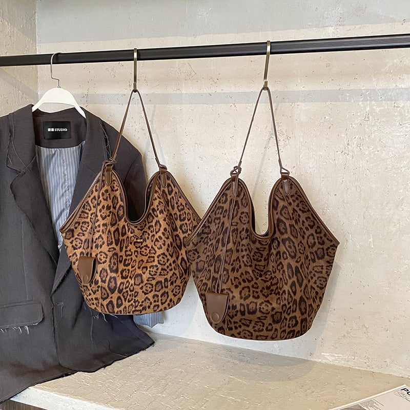 Torba Tote s leopard printom u retro euro-američkom stilu, velika kapaciteta, svakodnevna torba za ramena i crossbody torba za žene