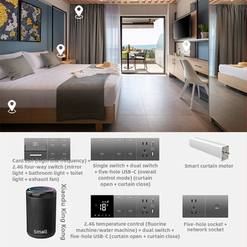 2.4G bezdrôtový Bluetooth Mesh inteligentný panel spínačov pre hotely a penzióny s ovládáním hlasom