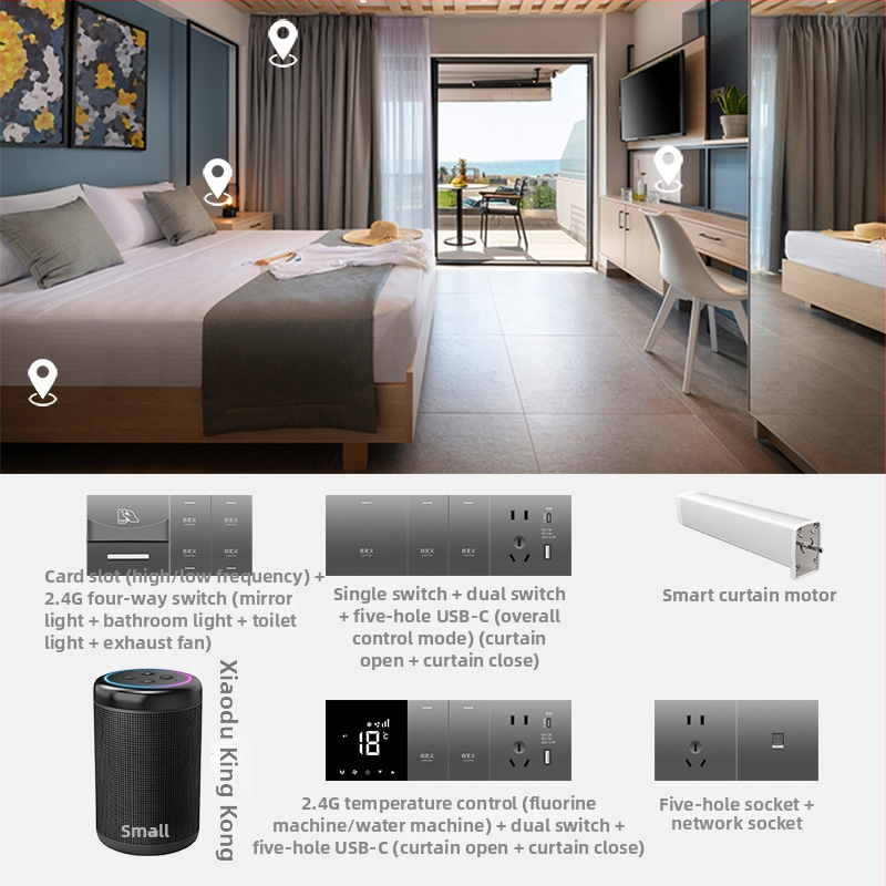 2.4G bezdrôtový Bluetooth Mesh inteligentný panel spínačov pre hotely a penzióny s ovládáním hlasom