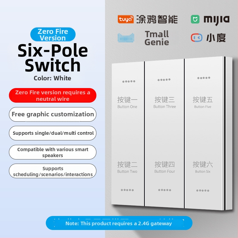 2.4G bezdrôtový Bluetooth Mesh inteligentný panel spínačov pre hotely a penzióny s ovládáním hlasom