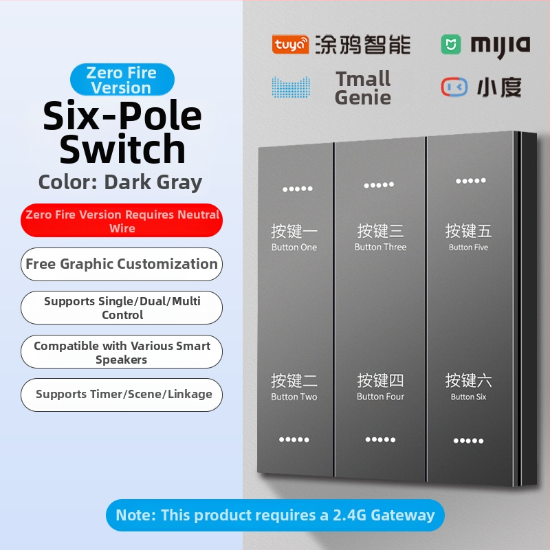 2.4G bezdrôtový Bluetooth Mesh inteligentný panel spínačov pre hotely a penzióny s ovládáním hlasom