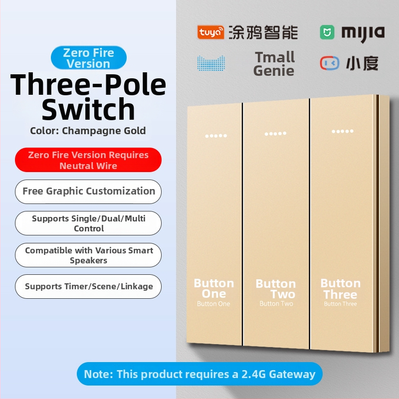 2.4G bezdrôtový Bluetooth Mesh inteligentný panel spínačov pre hotely a penzióny s ovládáním hlasom