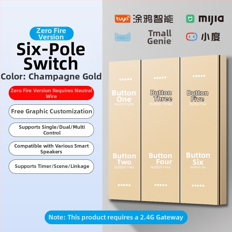 2.4G bezdrôtový Bluetooth Mesh inteligentný panel spínačov pre hotely a penzióny s ovládáním hlasom