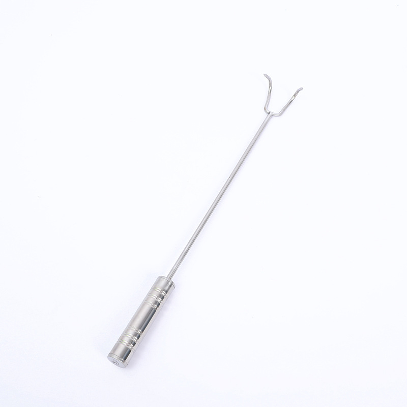 Cârlig pentru carne din oțel inoxidabil, cu două cârlige, 50 cm, pentru grătar