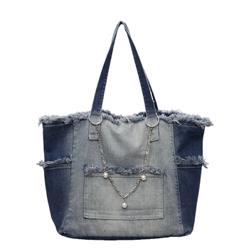Gradient Denim Tote torba – velika kapaciteta, svakodnevna torba za rame