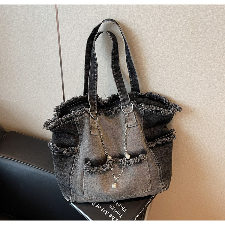 Gradient Denim Tote torba – velika kapaciteta, svakodnevna torba za rame