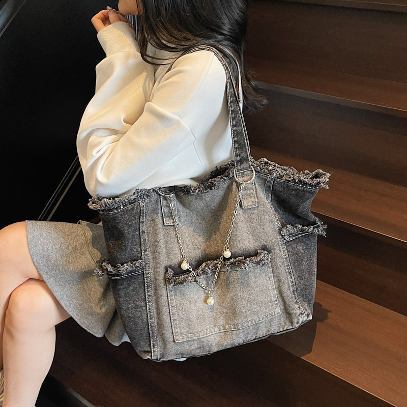 Gradient Denim Tote torba – velika kapaciteta, svakodnevna torba za rame