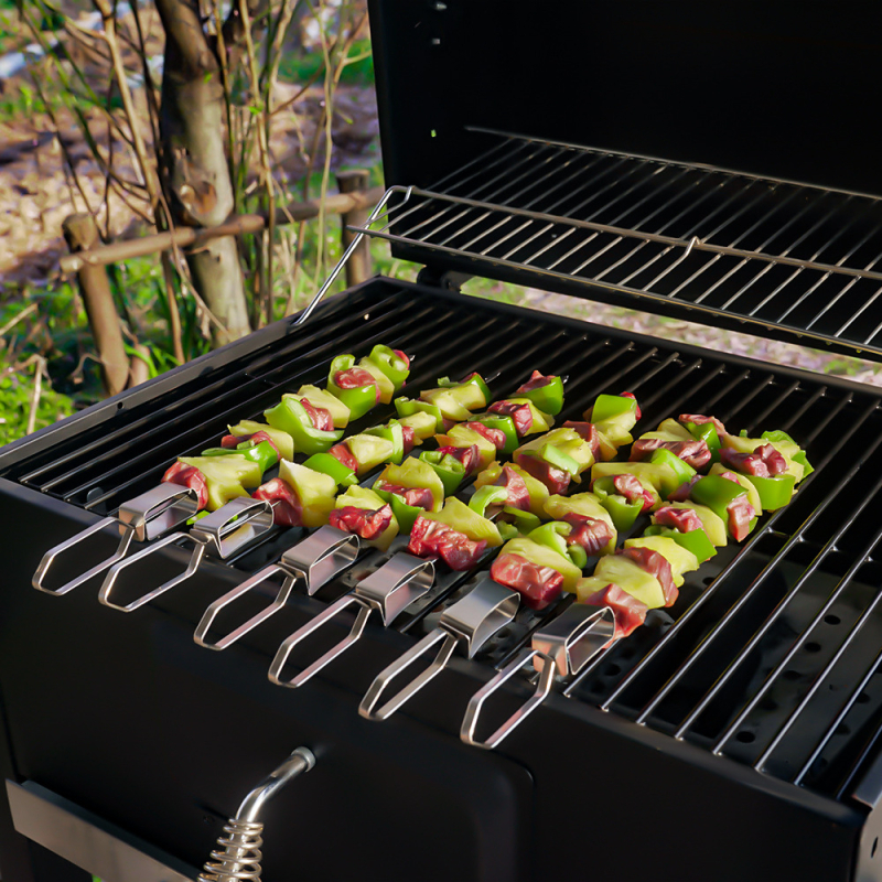 WaySkewers bețe de grătar din oțel inoxidabil, mecanism semi-automat, ștapi individuale pentru kebab