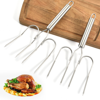 Furculiță pentru grătar din oțel inoxidabil, cu capete multiple pentru curcan, friptură și cotlet de porc