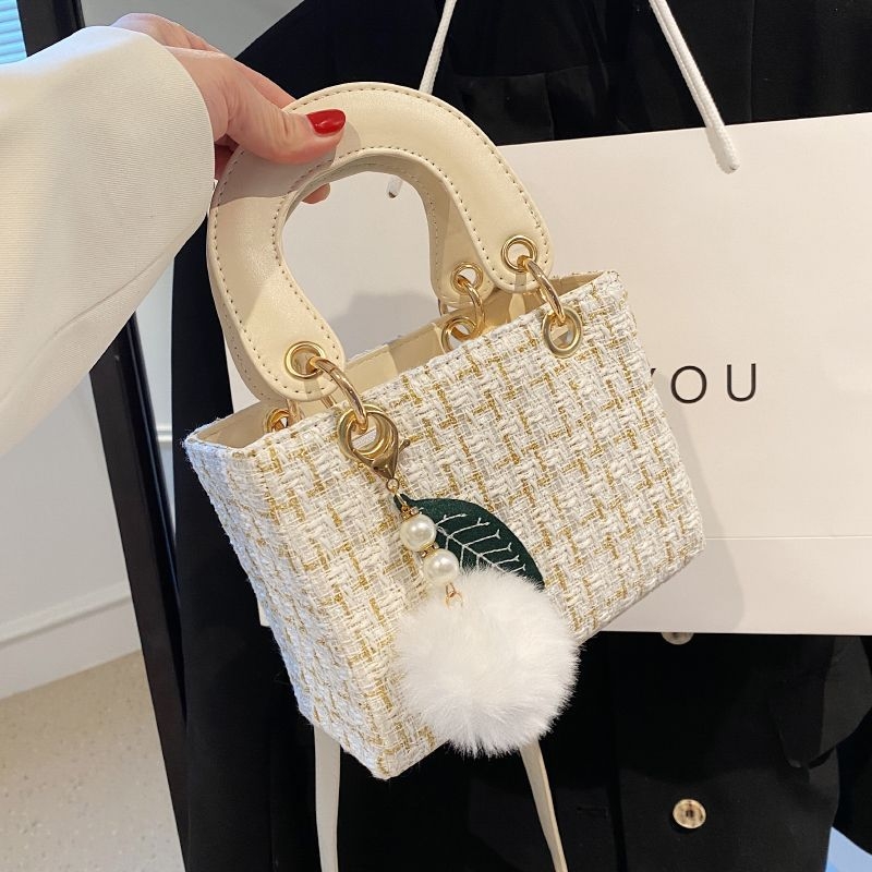 Mini ženska crossbody torba, proljeće-ljeto 2025, stil Princeza Diana, tijelo od poliestera, podstava od vune
