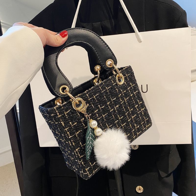 Mini ženska crossbody torba, proljeće-ljeto 2025, stil Princeza Diana, tijelo od poliestera, podstava od vune