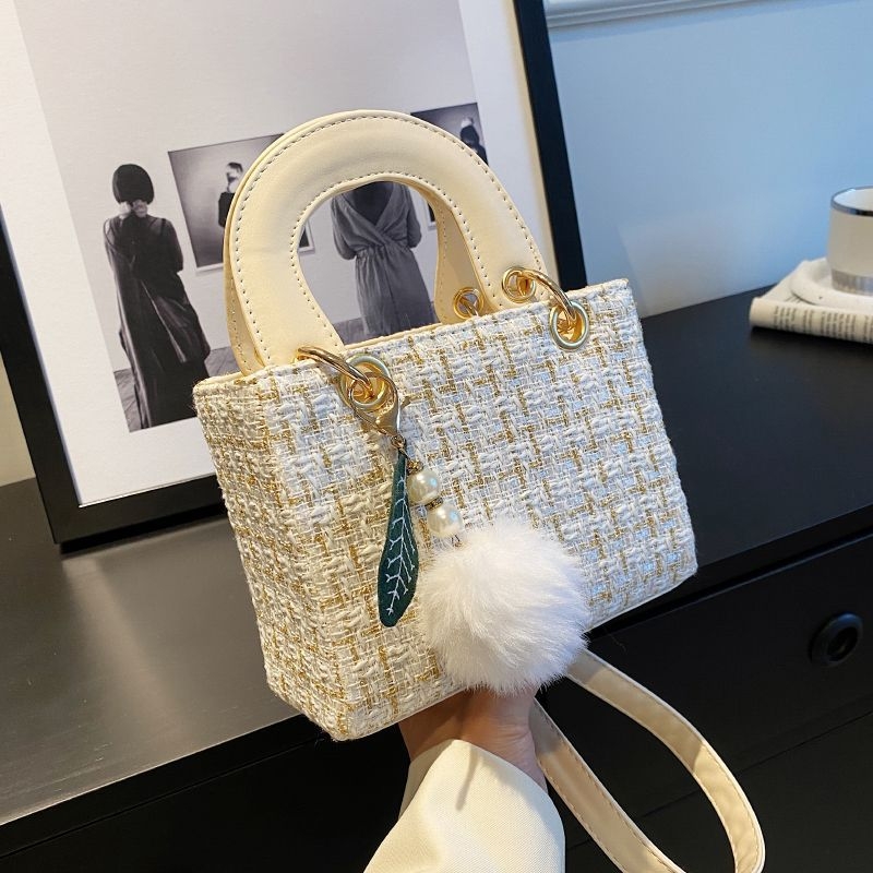 Mini ženska crossbody torba, proljeće-ljeto 2025, stil Princeza Diana, tijelo od poliestera, podstava od vune