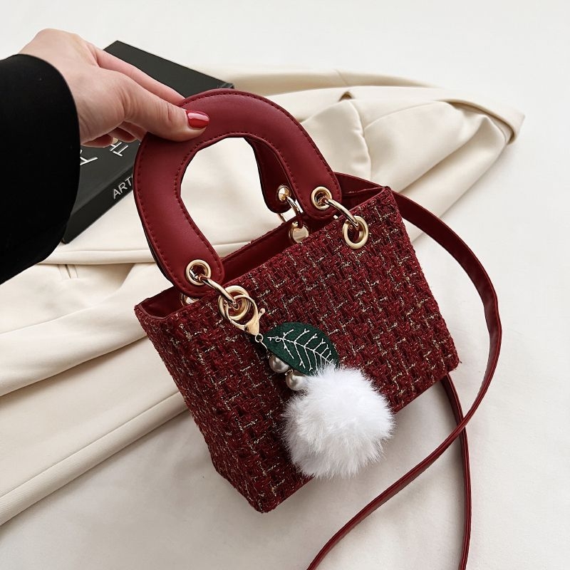 Mini ženska crossbody torba, proljeće-ljeto 2025, stil Princeza Diana, tijelo od poliestera, podstava od vune