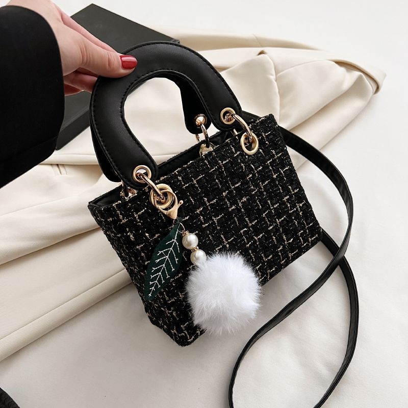 Mini ženska crossbody torba, proljeće-ljeto 2025, stil Princeza Diana, tijelo od poliestera, podstava od vune