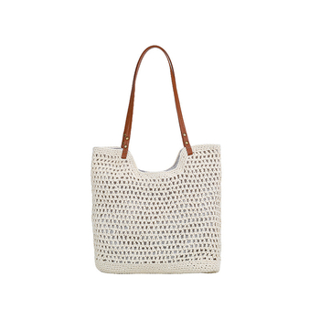 Torba preko ramena u korejskom stilu s otvorenim pletenjem, velika kapaciteta za odmor na moru, francuski retro tote dizajn