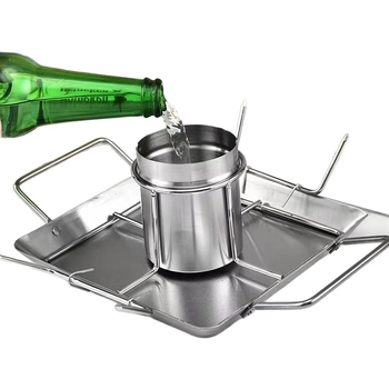 Grătar pliabil din oțel inoxidabil pentru pui, formă pătrată, pentru camping în aer liber