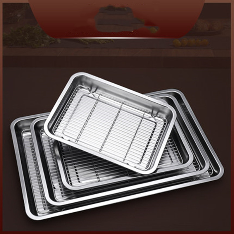 Grilă din oțel inoxidabil 304, cu picioare, plasă și tavă pătrată de filtrare – set pentru cuptor