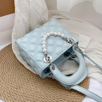 Premium francuska boutique torba, model 2021., rombo prešiv dizajn s perlom, torba za ručno nošenje i preko ramena, stil Diana