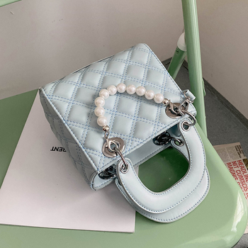 Premium francuska boutique torba, model 2021., rombo prešiv dizajn s perlom, torba za ručno nošenje i preko ramena, stil Diana