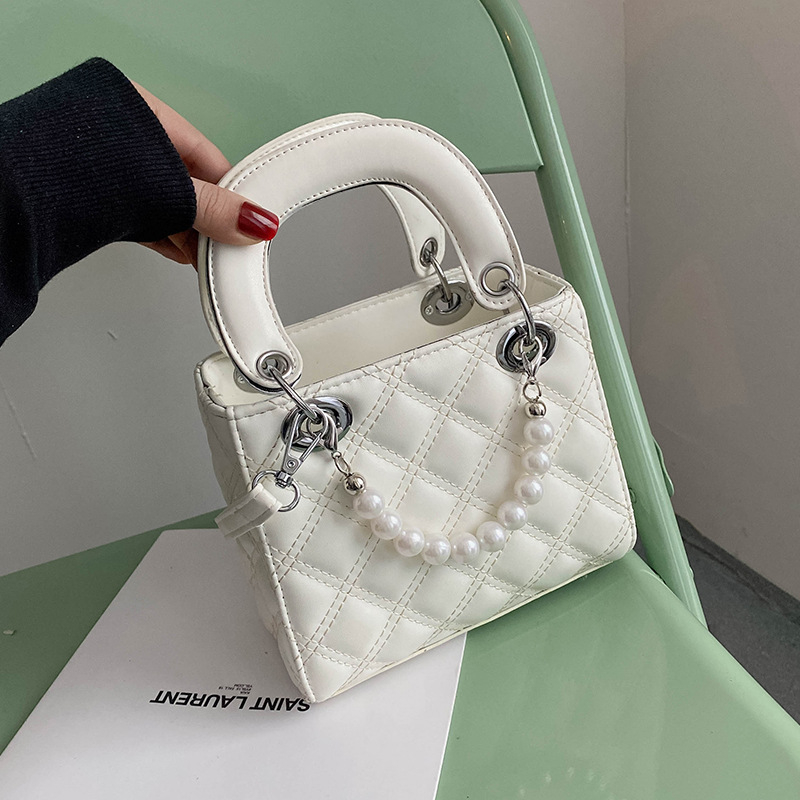 Premium francuska boutique torba, model 2021., rombo prešiv dizajn s perlom, torba za ručno nošenje i preko ramena, stil Diana