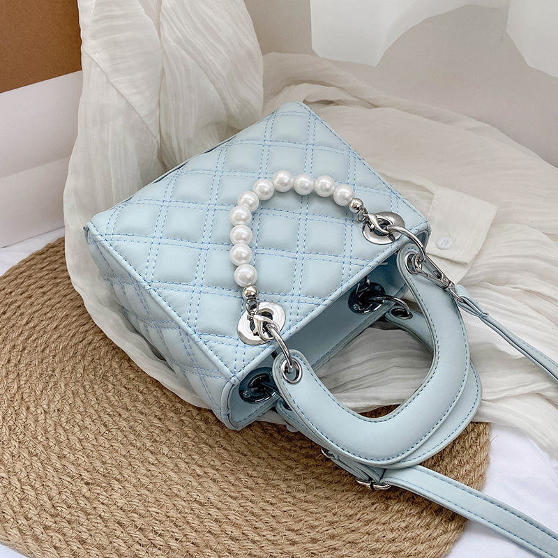 Premium francuska boutique torba, model 2021., rombo prešiv dizajn s perlom, torba za ručno nošenje i preko ramena, stil Diana