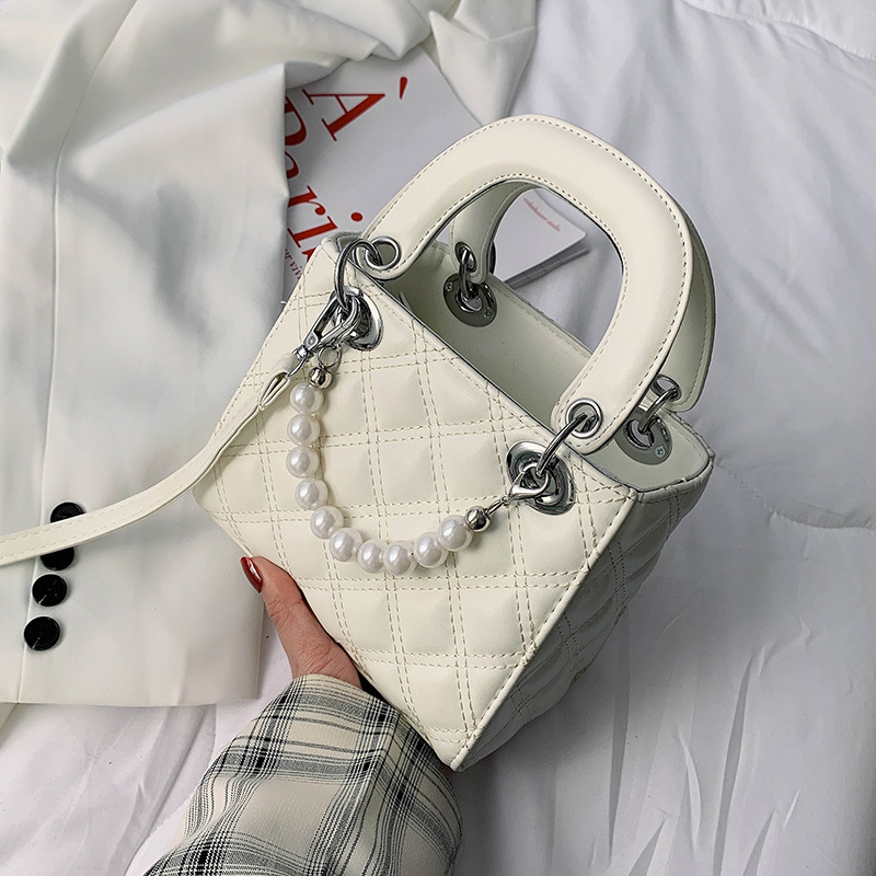 Premium francuska boutique torba, model 2021., rombo prešiv dizajn s perlom, torba za ručno nošenje i preko ramena, stil Diana