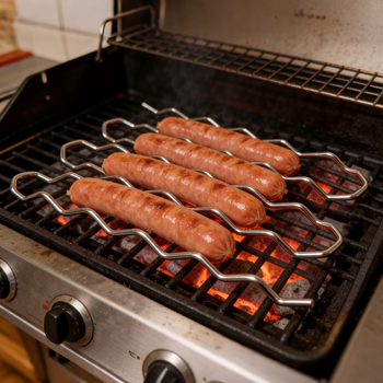 Suport pentru cârnați și grilă de grătar din oțel inoxidabil 304, 30 cm