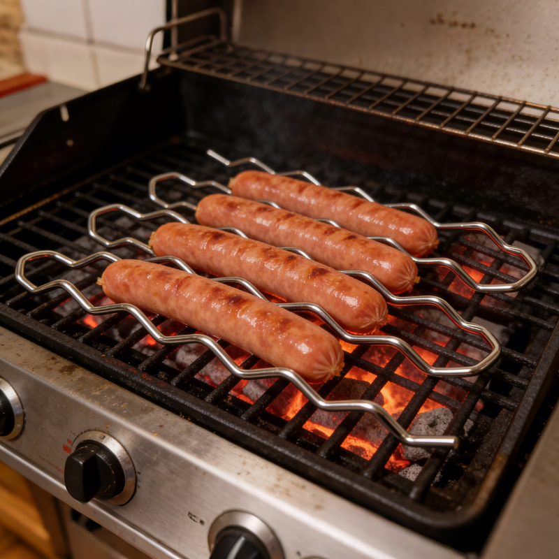Suport pentru cârnați și grilă de grătar din oțel inoxidabil 304, 30 cm