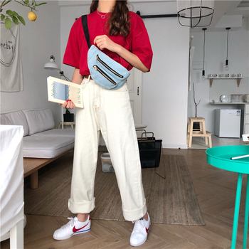 Mala unisex torba za struk od ispranog denima, crossbody, retro korejski stil