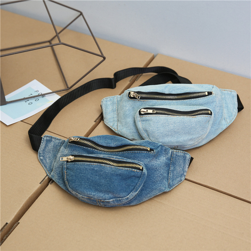 Mala unisex torba za struk od ispranog denima, crossbody, retro korejski stil