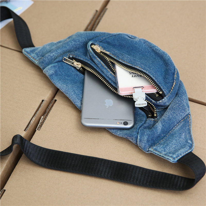 Mala unisex torba za struk od ispranog denima, crossbody, retro korejski stil
