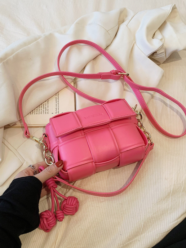 PU pletena crossbody torbica za žene, mala teksturirana kvadratna torbica