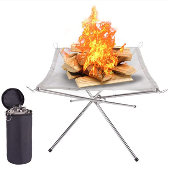 Suport pliant pentru foc de tabără – oțel inoxidabil, grătar pentru camping, încălzitor cu cărbune