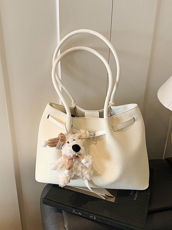Ženska ručno pletena PU bucket torba, crossbody, velika veličina, ljeto 2025, gradski minimalistički stil, vrhunska tekstura