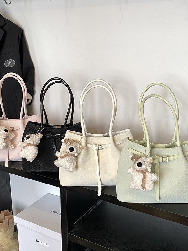 Ženska ručno pletena PU bucket torba, crossbody, velika veličina, ljeto 2025, gradski minimalistički stil, vrhunska tekstura