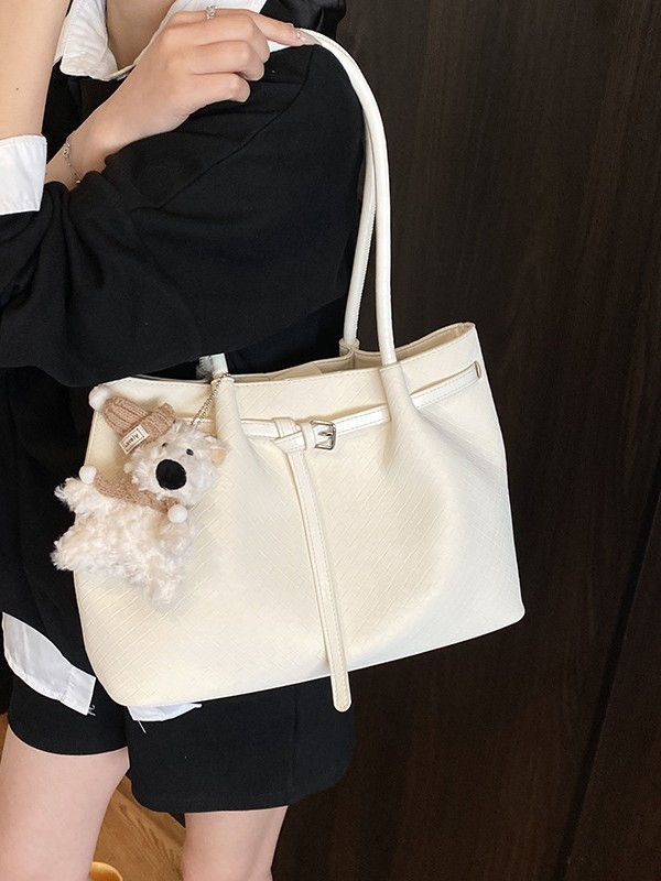 Ženska ručno pletena PU bucket torba, crossbody, velika veličina, ljeto 2025, gradski minimalistički stil, vrhunska tekstura