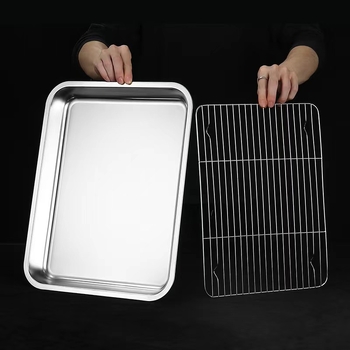 Raft pentru tavă de cuptor din oțel inoxidabil 304, cu picioare, portabil pentru interior, plasă multifuncțională de drenaj a uleiului pentru grătar