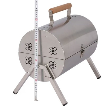 Grătar de camping cu horn de fum, portabil, grill cu două fețe, din oțel inoxidabil, pliabil
